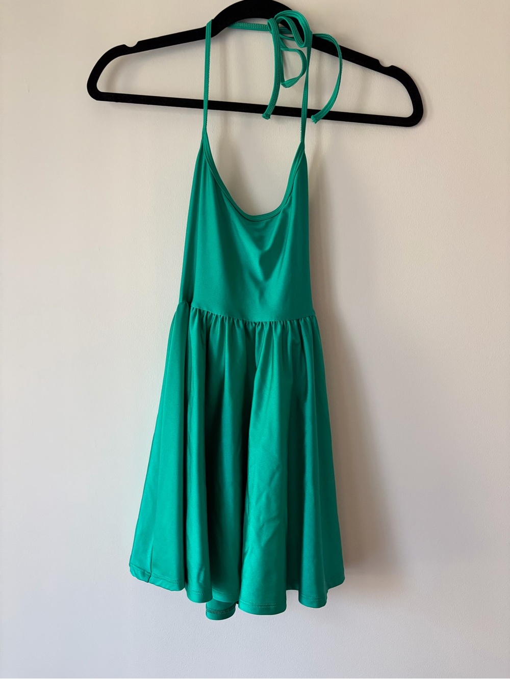 American Apparel Figure Skater Nylon Green Halter Tie Dress NWT